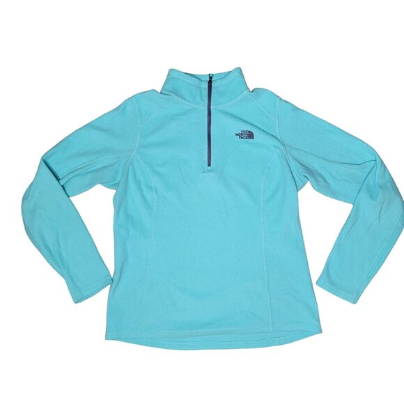 The North Face Women's 1/4 Zip Fleece Pullover Size M Blue sweater sweatshirt - Picture 7 of 7